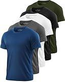 Kinglaman Mesh Workout Shirts for Men Dry Fit Gym Shirts Quick Dry Athletic Short Sleeve Sports T-Shirt Moisture Wicking 1 Black 1 Gray 1 White 1 Blue 1 Green Large