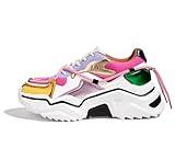 LUCKY STEP Women's Platform Colorful Fashion Sneakers Retro Colorblock Stylish Cute Chunky Dad Walking Shoes(Purple/Fushia,7 B(M) US)