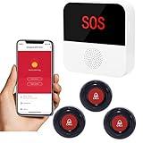 WiFi Caregiver Pager System Life Alert Systems for Seniors No Monthly Fee Call Bell for Patients at Home Fall Alert Devices for Elderly 3 SOS Call Button 1 Receiver(only Supports 2.4GHz Wi-Fi)