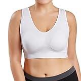 Same Day delivery Items Women's High Support Seamless Sports Bra Wirefree Yoga Bra Comfort Wireless Push Up Bra Everyday Wear T-Shirt Bra Bra Liners to Absorb Sweat Under Breasts White 5X