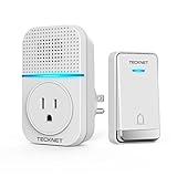 TECKNET Wireless Doorbells for Home, Waterproof Classroom Door Bell Ringer Wireless with 60 Ringtones & 5 Level Volume, 1300ft Range Self-Powered Doorbell Chimes Kit with LED for House (White)