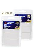 Avery All-Purpose Labels, 1 x 2.75 Inches, White, Pack of 128 (6113), 2 Packs