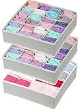 Simple Houseware Closet Drawer Organizer for Clothes, Socks and Underware, 3 Pack, Grey