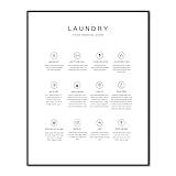 Laundry Guide Wall Art, Laundry Stain Removal Guide Poster, Laundry Room Decor, Stain Removal Theme Sign, Laundry Care Laundry Room Decor, 11x14 Inch Unframed (Laundry Symbols Guide-1)