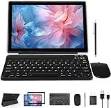 Tablet 2 in 1 Tablets 10 inch Android 12 Tablet Set with Keyboard Case Mouse Stylus Pen, 4GB+64GB Tablets 10.1" Tab 1280*800 HD Touch Screen, 8MP Dual Camera Games Wi-Fi-6 Bluetooth Tableta PC (Black)