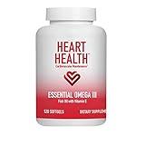 Heart Health Essential Omega 3 Fish Oil with Vitamin E. Helps maintain normal cholesterol levels, healthy blood pressure, promotes joint health. Non-GMO, gluten free. By Market America (120 Soft Gels)