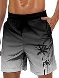 Lzzidou Men's Swim Trunks Quick Dry Hawaiian Board Shorts Lined Beach Shorts with Pockets