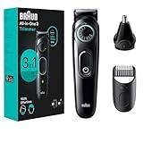 Braun All-In-One Style Kit Series 3 3430, 3-in-1 Trimmer for Men with Beard Trimmer, Ear & Nose Trimmer, Hair Clippers, Ultra-Sharp Blade, 20 Length Settings, Washable