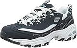 Skechers Sport Women's D'Lites Memory Foam Lace-up Sneaker,Navy/White,9 W US