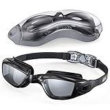 Aegend Swim Goggles, Swimming Goggles No Leaking Full Protection Adult Men Women Youth, Black-color Lens