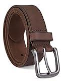 Timberland Men's 35mm Classic Buckle Jean Leather Belts, Dark Brown, 32