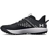 Under Armour Men's Yard Low Turf Baseball Shoe, (001) Black/Black/White, 8