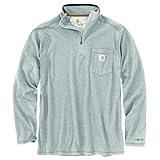 Carhartt Men's Force Relaxed Fit Midweight Long-Sleeve Quarter-Zip Mock-Neck T-Shirt, Heather Grey