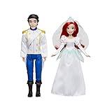 Disney Princess Ariel and Prince Eric, 2 Fashion Dolls from The Little Mermaid Movie, Doll in Wedding Dress, Tiara, and Shoes Toy, Brown