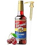 Cherry Syrup, Torani Cherry Syrup for Drinks 25.4 Ounces with Little Squirt Syrup Pump