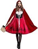 Colorful House Red Little Riding Hood Costume For Women, Christmas Halloween Party Dress with Cape Adult Role-Playing(Medium)