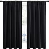 NICETOWN Halloween Black Blackout Curtain Blinds - Solid Thermal Insulated Window Treatment Blackout Drapes/Draperies for Bedroom (2 Panels, 42 inches Wide by 63 inches Long, Black)