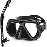 Greatever Dry Snorkel Set,Panoramic Wide View,Anti-Fog Scuba Diving Mask,Professional Snorkeling Gear for Adults