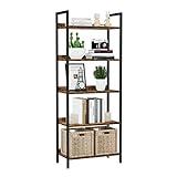 NUMENN Bookshelf, 5 Tier Bookshelves, Home Office Bookcase Shelf Storage Organizer, Free Standing Storage Shelving Unit for Bedroom, Living Room and Home Office, Vintage