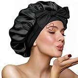 VECIIR Satin Bonnet Silk Bonnet for Sleeping Women, Ajustable hair Bonnet for Curly Hair With Tie Band