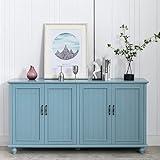 Scurrty Buffet & Bar Cabinet with Storage, 62'' Coffee Bar Cabinet, Sideboard Storage Cabinet for Dinning Room, Kitchen & Living Room (4 Doors, Blue)