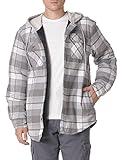 Wrangler Authentics Men's Long Sleeve Quilted Lined Flannel Shirt Jacket with Hood, Gray, 3X-Large