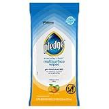 Pledge Multisurface Furniture Polish Wipes, Works on Wood, Granite, and Leather, Cleans and Protects, Fresh Citrus - Pack of 1 (25 Total Wipes)