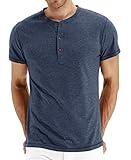 NITAGUT Mens Fashion Casual Front Placket Basic Short Sleeve Henley T-Shirts (Vg-Navy Blue XL)