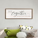 And So Together They Built A Life They Loved Sign 32”X12” Master Bedroom Above Bed Wall Decor Large Framed Wood Farmhouse Sign for Over Bed Bedside Wall Art for Love Sign Decor (Wood)