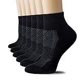 CelerSport 6 Pack Women's Ankle Socks with Cushion, Sport Athletic Running Socks, 6 Pair Black, Small