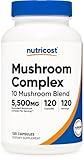 Nutricost Mushroom Complex Supplement, 120 Capsules - 10 Mushroom Blend (with Reishi, Maitake, Shiitake, Lion's Mane, and More) - Non-GMO and Gluten Free