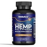 WELLUTION Hemp Oil Capsules with Ashwaganda and Melatonin - Rich in Omega 3-6-9 - Supports Healthy Sleep, Stress, & Mood - Feel Refreshed - Made in USA - 120 Count