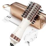 Travel Blow Dryer Brush in one, Dual Voltage Mini Hot Air Brush, Hair Trends Nano Titanium 2 Inch One Step Hair Dryer and Styler Volumizer Oval Shape