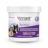 Zymox Advanced Enzymatic Ear Wipes for Dogs and Cats - for Dirty, Waxy, Smelly Ears - Premium Strength Ear Cleaner Wipes - Non-Irritating - Hypoallergenic - 100 ct