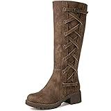 GLOBALWIN Women's Camel Flat Low Heels Motorcycle Boots Fall Winter Fashion Boots Knee High Boots For Women 9M