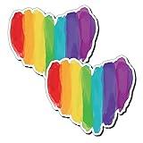 2Pcs LGBTQ Pride Car Accessories Vinyl Reflective Bumper Stickers, Rainbow Love Heart Decals Gifts for Lesbian Gay Bisexual Transgender Queer Ally Support,Defend Equality Diversity Vehicle Decor Stuff