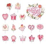 Hzloyat 48 Pcs Happy Mother's Day Cupcake Toppers -Best Mom I Love U Mom Cake Topper Picks for Mother's Day Theme Mom Birthday Party Cake Decorations Supplies（16 Patterns）(Mother's Style 1)