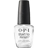 OPI Start to Finish, 3-in-1 Treatment, Base Coat, Top Coat, Nail Strengthener, Vitamin A & E, Vegan Formula, Long Lasting Shine, Up to 7 Days of Wear as Top Coat, Clear, 0.5 fl oz