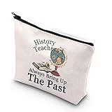 WCGXKO History Teacher Gift Historian Gift History Teachers Always Bring Up The Past Zipper Pouch Makeup Bag (History)