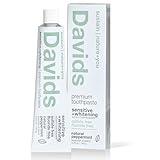 Davids Fluoride Free Nano Hydroxyapatite Toothpaste for Remineralizing Enamel & Sensitive Relief, Whitening, Antiplaque, SLS Free, Natural Peppermint, 5.25oz, Made in USA