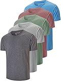 5 Pack Men's Dry Fit T Shirts, Athletic Running Gym Workout Short Sleeve Tee Shirts for Men (US, Alpha, Large, Regular, Regular, Set 4)