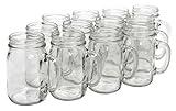 North Mountain Supply - NMS J40014 - No Lids Glass Pint Mug Handle Mason Drinking Jars - Case of 12