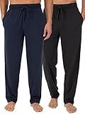 Fruit of the Loom Men's Extended Sizes Jersey Knit Sleep Pant (2-Pack), Black/Navy, Medium