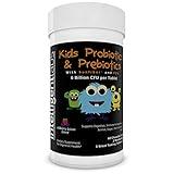 6 Billion CFU Kids/Children's Probiotics with Prebiotics, Sunfiber and Fos, for 10x More Effectiveness. One A Day Great Taste Chewable Probiotic, 2 Months Supply Per Bottle