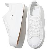 SERNIAL Womens White Platform Sneakers PU Leather Platform Shoes Walking Shoes for Women(White,US10)