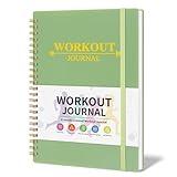 Fitness Workout Journal for Women & Men, A5 Hardcover Workout Log Book & Gym Exercise Planner With Progress Tracker, Goals, Calendar, 5.8" x 8.4" - Green