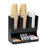 Mind Reader 6 Compartment Upright Breakroom Coffee Condiment and Cup Storage Organizer, Black