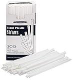 Party Essentials Disposable Plastic Drinking Straws, 10.25" Giant/300 Count, Individually Wrapped Clear