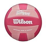 WILSON Super Soft Play Outdoor Recreation Volleyball - Official Size, Pink/Dark Pink