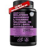 12-in-1 Melatonin Capsules - Melatonin 5mg Natural Sleep Aids for Adults - Magnesium Glycinate 500mg, Ashwagandha, L Theanine, Valerian Root, GABA, 5-HTP, Sleep Supplement for Adults, Pack of 1